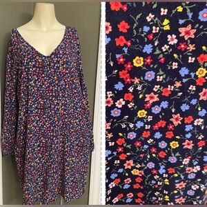 Gap Long Sleeve Shift Dress Navy Floral, long sleeves Women’s size XL Tall